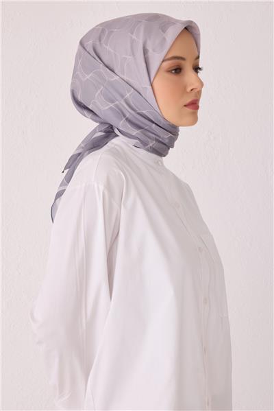 BELLİ DALGALI DESEN PREMIUM SOFT GRİ EŞARP 1