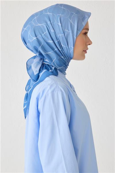 BELLİ DALGALI DESEN PREMIUM SOFT MAVİ EŞARP 1
