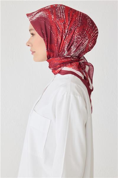 BELLİ ÇİÇEK DESEN PREMIUM SOFT KIRMIZI EŞARP 2