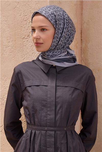 BELLİ GEOMETRİK DESEN PREMIUM SOFT ANTRASİT EŞARP 12