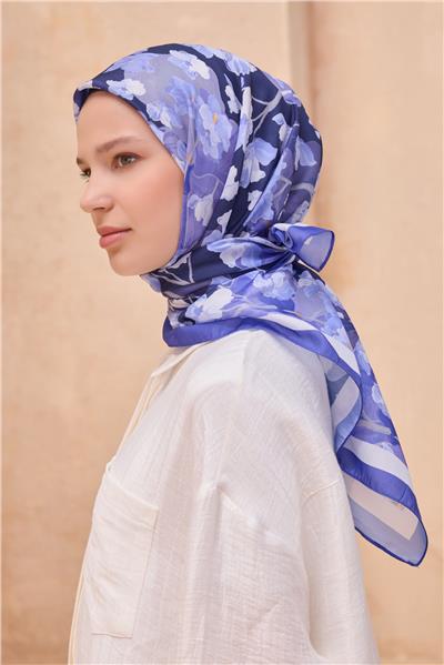 BELLİ ÇİÇEK DESEN PREMIUM SOFT MOR EŞARP 7