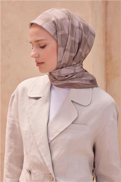 BELLİ GEOMETRİK DESEN PREMIUM SOFT GÜL KURUSU EŞARP 14