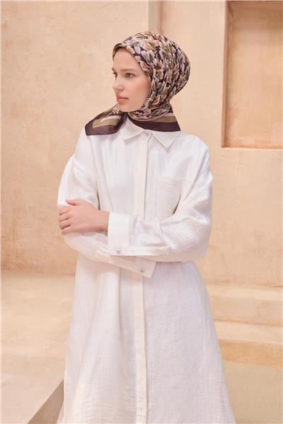 BELLİ ÇİÇEK DESEN PREMIUM SOFT ACI KAHVE EŞARP 11