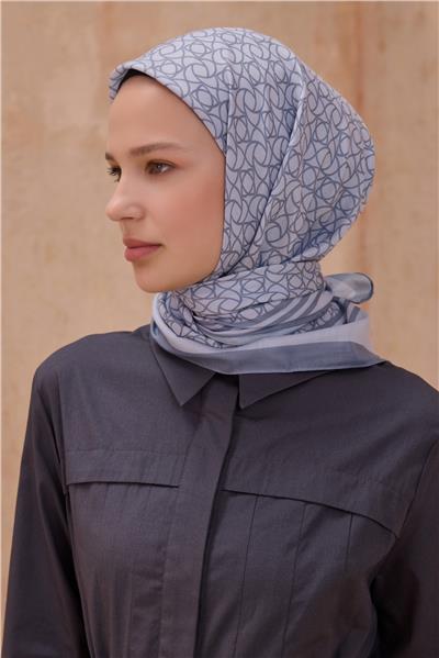 BELLİ GEOMETRİK DESEN PREMIUM SOFT GRİ EŞARP 12