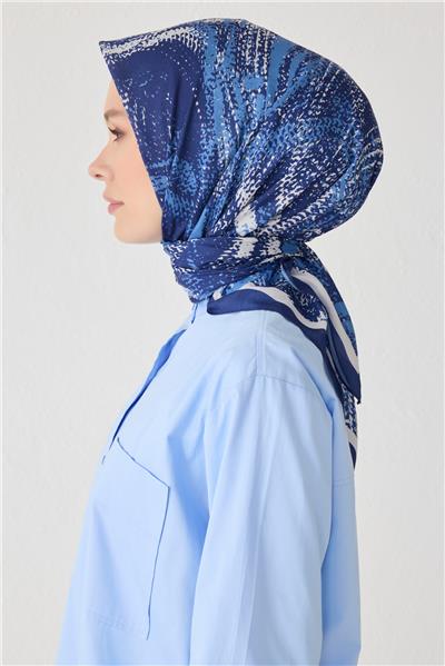 BELLİ ÇİÇEK DESEN PREMIUM SOFT LACİVERT EŞARP 2