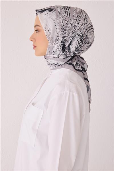 BELLİ ÇİÇEK DESEN PREMIUM SOFT SİYAH BEJ EŞARP 2