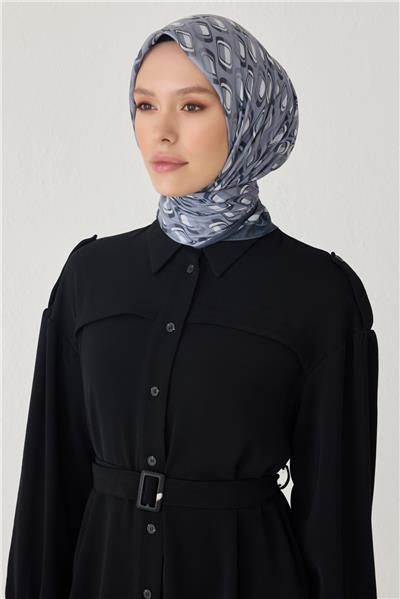 BELLİ GEOMETRİK DESEN PREMIUM SOFT GRİ EŞARP 3