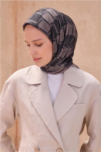BELLİ GEOMETRİK DESEN PREMIUM SOFT KAHVE EŞARP 14