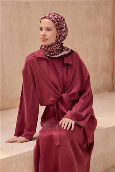 BELLİ LEOPAR DESEN PREMIUM SOFT BORDO EŞARP 13