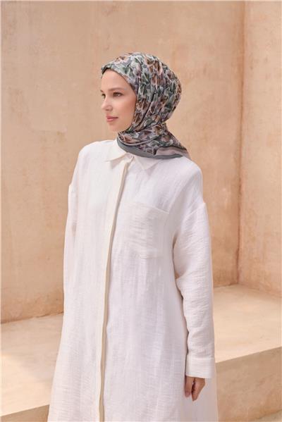 BELLİ ÇİÇEK DESEN PREMIUM SOFT HAKİ EŞARP 11