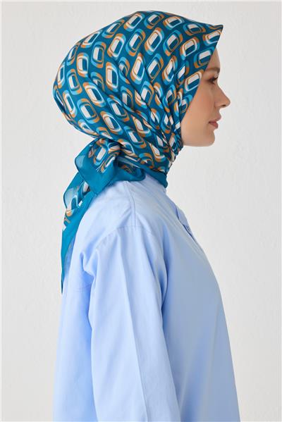 BELLİ GEOMETRİK DESEN PREMIUM SOFT PETROL EŞARP 3