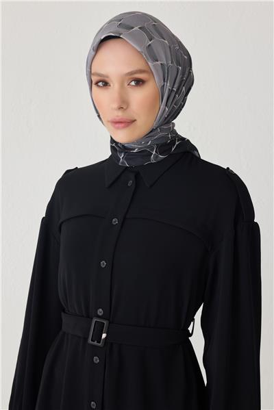 BELLİ DALGALI DESEN PREMIUM SOFT SİYAH EŞARP 1