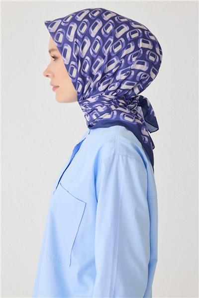 BELLİ GEOMETRİK DESEN PREMIUM SOFT MOR EŞARP 3