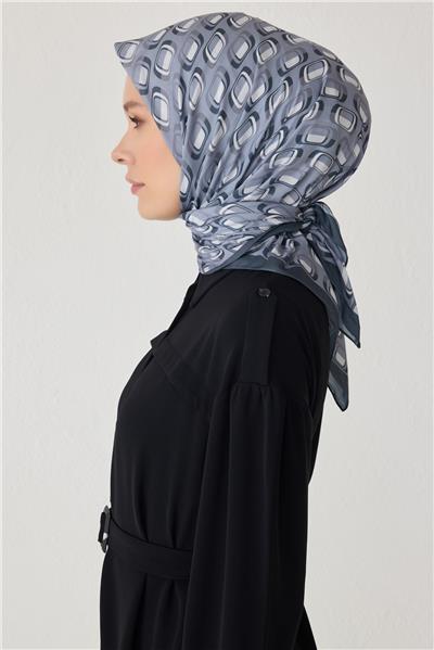 BELLİ GEOMETRİK DESEN PREMIUM SOFT GRİ EŞARP 3