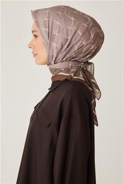 BELLİ DALGALI DESEN PREMIUM SOFT KAHVE EŞARP 1