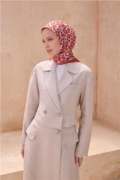 BELLİ LEOPAR DESEN PREMIUM SOFT KIRMIZI EŞARP 13