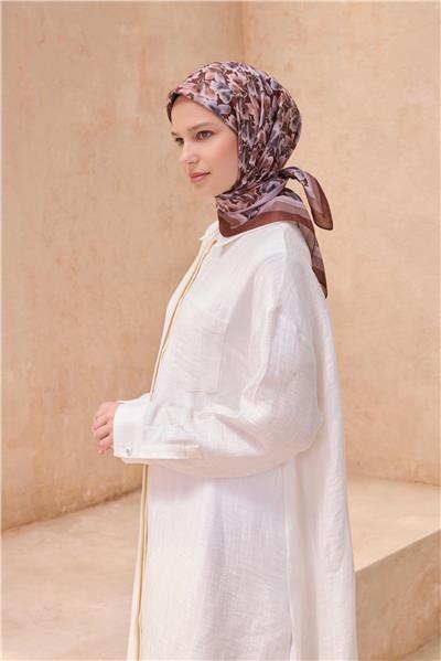 BELLİ ÇİÇEK DESEN PREMIUM SOFT KAHVE EŞARP 11