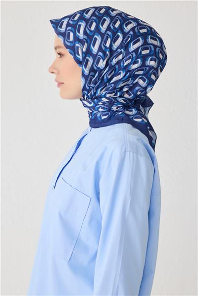 BELLİ GEOMETRİK DESEN PREMIUM SOFT LACİVERT EŞARP 3