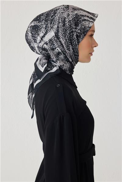 BELLİ ÇİÇEK DESEN PREMIUM SOFT SİYAH EŞARP 2