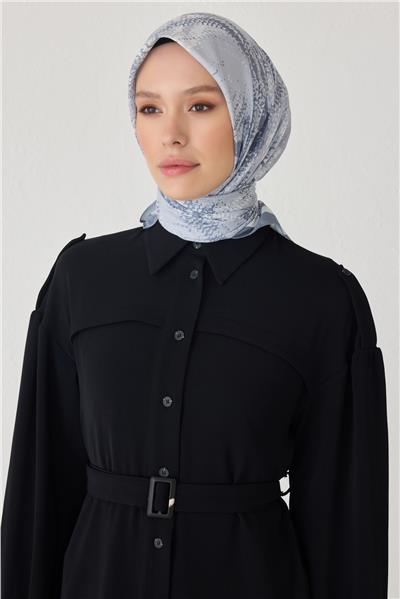 BELLİ ÇİÇEK DESEN PREMIUM SOFT GRİ EŞARP 2
