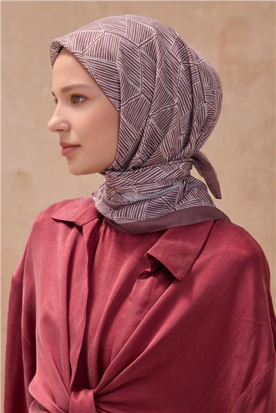 BELLİ GEOMETRİK DESEN PREMIUM SOFT GÜL KURUSU EŞARP 10