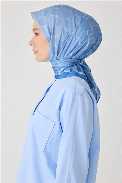 BELLİ DALGALI DESEN PREMIUM SOFT MAVİ EŞARP 1