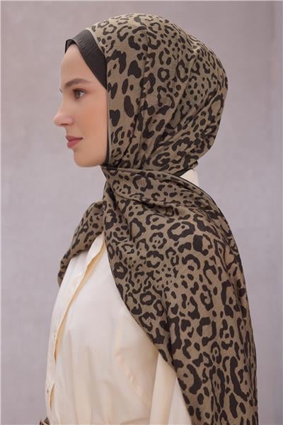 Belli Fresh Leopar Desen Kahverengi Lena Şal 1464 - 01