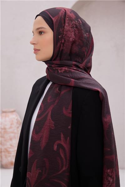 Belli Fresh Çiçek Desen Bordo Lena Şal 1724 - 06