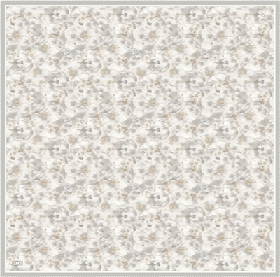 Bej Çiçek Desen %100 Twill İpek Eşarp 4319-83