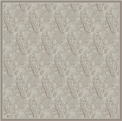 Bej Etnik Desen %100 Twill İpek Eşarp 4404-81