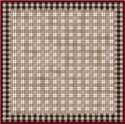 Bej Geometrik Desen %100 Twill İpek Eşarp 4421-03