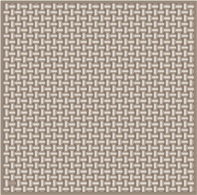 Bej Geometrik Desen %100 Twill İpek Eşarp 4407-04