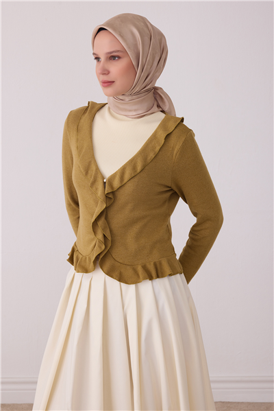 Bej Soyut Desen %100 Twill İpek Eşarp 4428-56