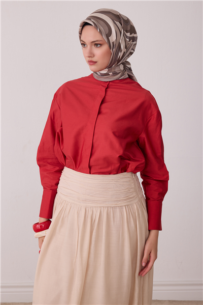 Bej Soyut Desen %100 Twill İpek Eşarp 4414-86