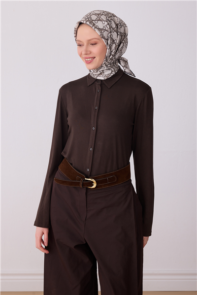 Bej Klasik Desen %100 Twill İpek Eşarp 4328-84