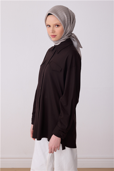 Bej Klasik Desen %100 Twill İpek Eşarp 4317-05