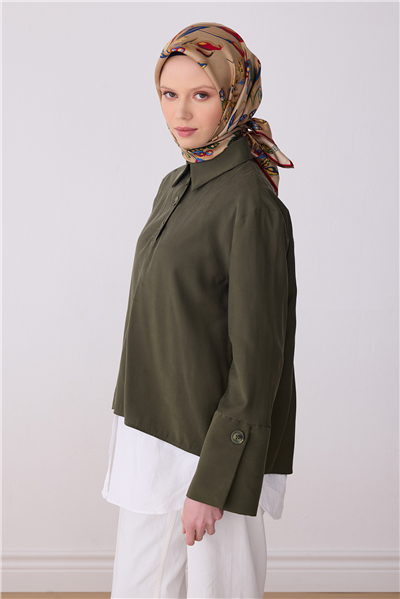 Bej Obje Desen %100 Twill İpek Eşarp 4320-82