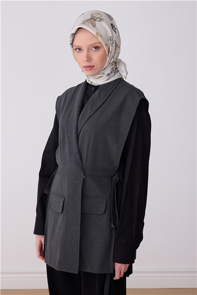 Bej Obje Desen %100 Twill İpek Eşarp 4329-82