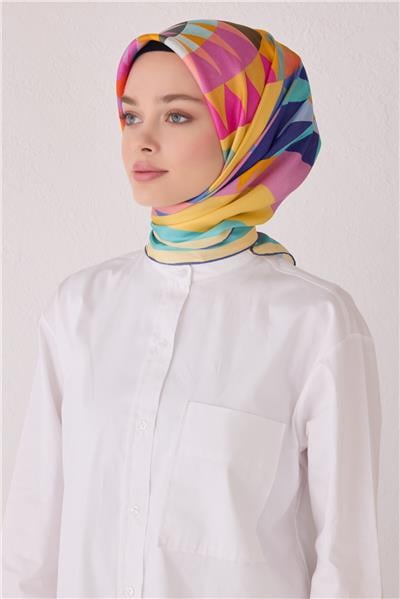 BELLİ GEOMETRİK DESEN İPEK EŞARP 4046D (TWİLL)-35