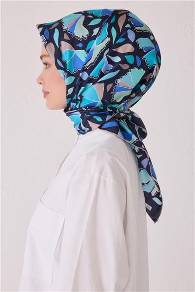 BELLİ ÇİÇEK DESEN İPEK EŞARP 4049D (TWİLL)-81