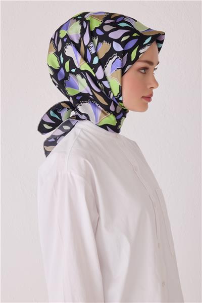 BELLİ ÇİÇEK DESEN İPEK EŞARP 4049D (TWİLL)-83