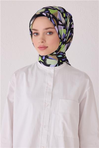 BELLİ ÇİÇEK DESEN İPEK EŞARP 4049D (TWİLL)-83