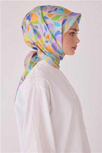BELLİ ÇİÇEK DESEN İPEK EŞARP 4049D (TWİLL)-31