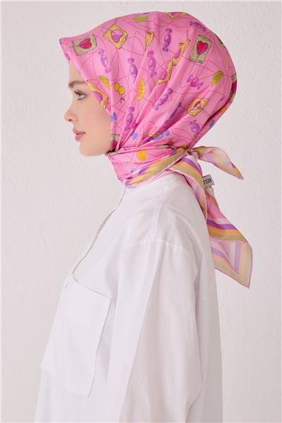 BELLİ OBJE DESEN İPEK EŞARP 4050D (TWİLL)-31