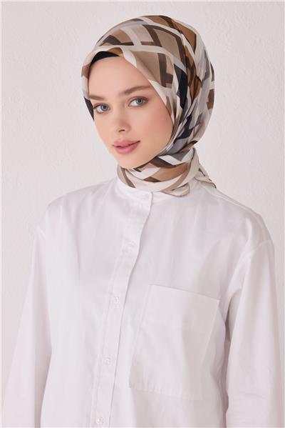 BELLİ GEOMETRİK DESEN İPEK EŞARP 4051D (TWİLL)-81