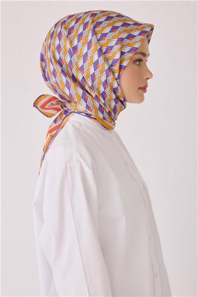 BELLİ GEOMETRİK DESEN İPEK EŞARP 4052D (TWİLL)-80