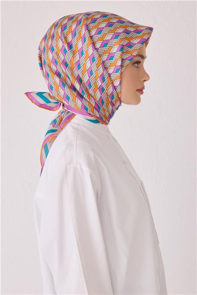 BELLİ GEOMETRİK DESEN İPEK EŞARP 4052D (TWİLL)-83
