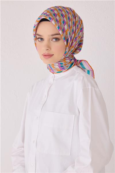 BELLİ GEOMETRİK DESEN İPEK EŞARP 4052D (TWİLL)-83