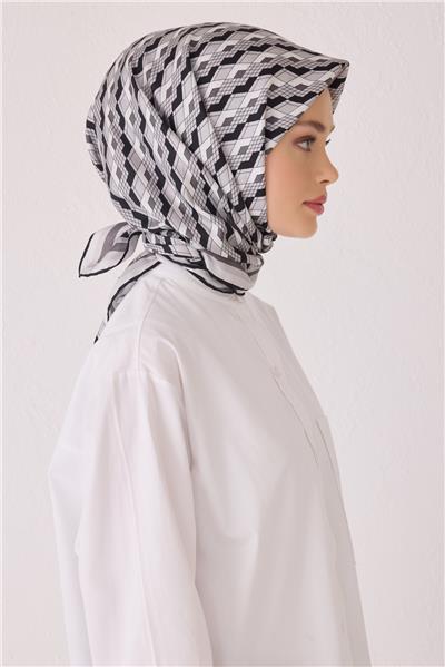 BELLİ GEOMETRİK DESEN İPEK EŞARP 4052D (TWİLL)-05