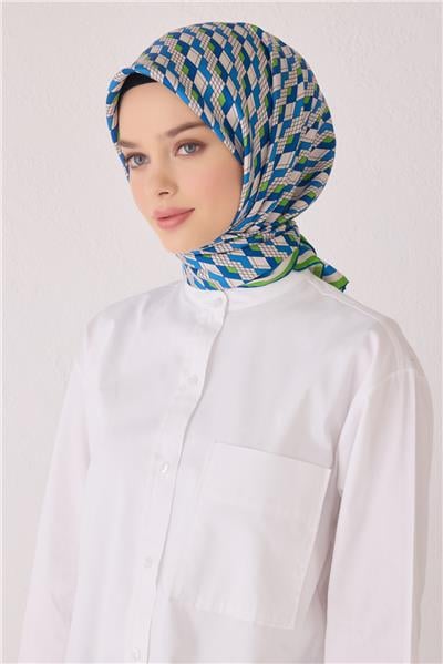 BELLİ GEOMETRİK DESEN İPEK EŞARP 4052D (TWİLL)-01